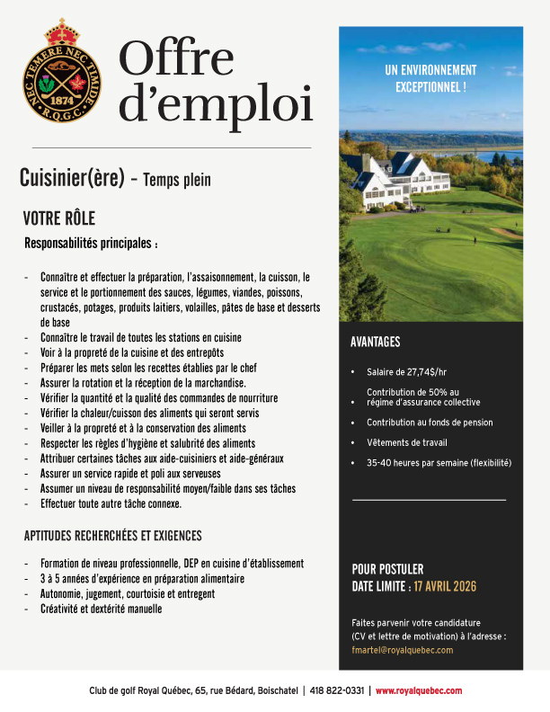 Offre-Emploi---Cuisinier---Club-de-golf-Royal-Québec