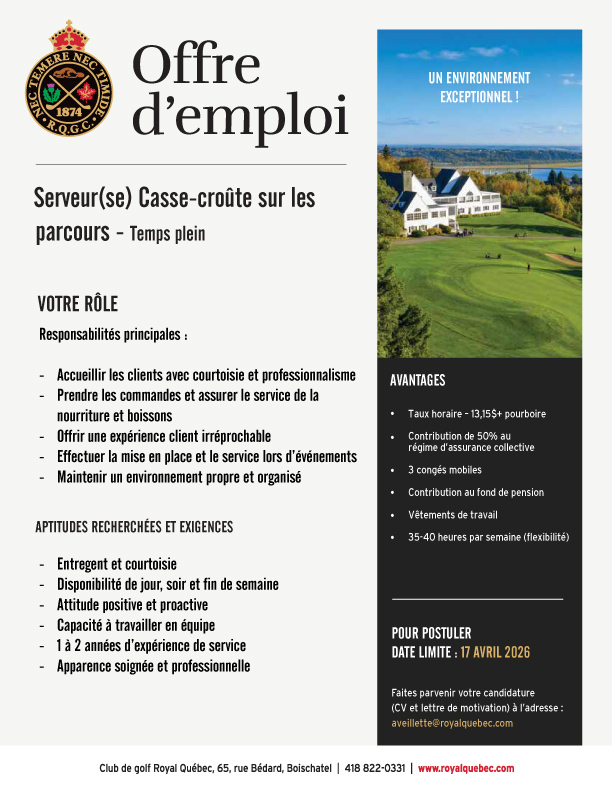 Offre-Emploi---Serveurs-Casse-Croûte-Temps-plein---Club-de-golf-Royal-Québec